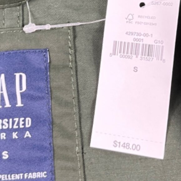 Gap Oversized Unlined Military Parka Water Repellent Green Size Small Oversized - Picture 10 of 11